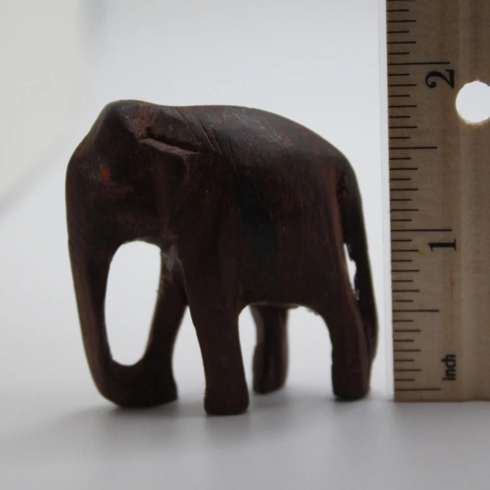 Hand Carved Wooden Elephant Figurine‎ Small Animal Statue Home Decor Shelf